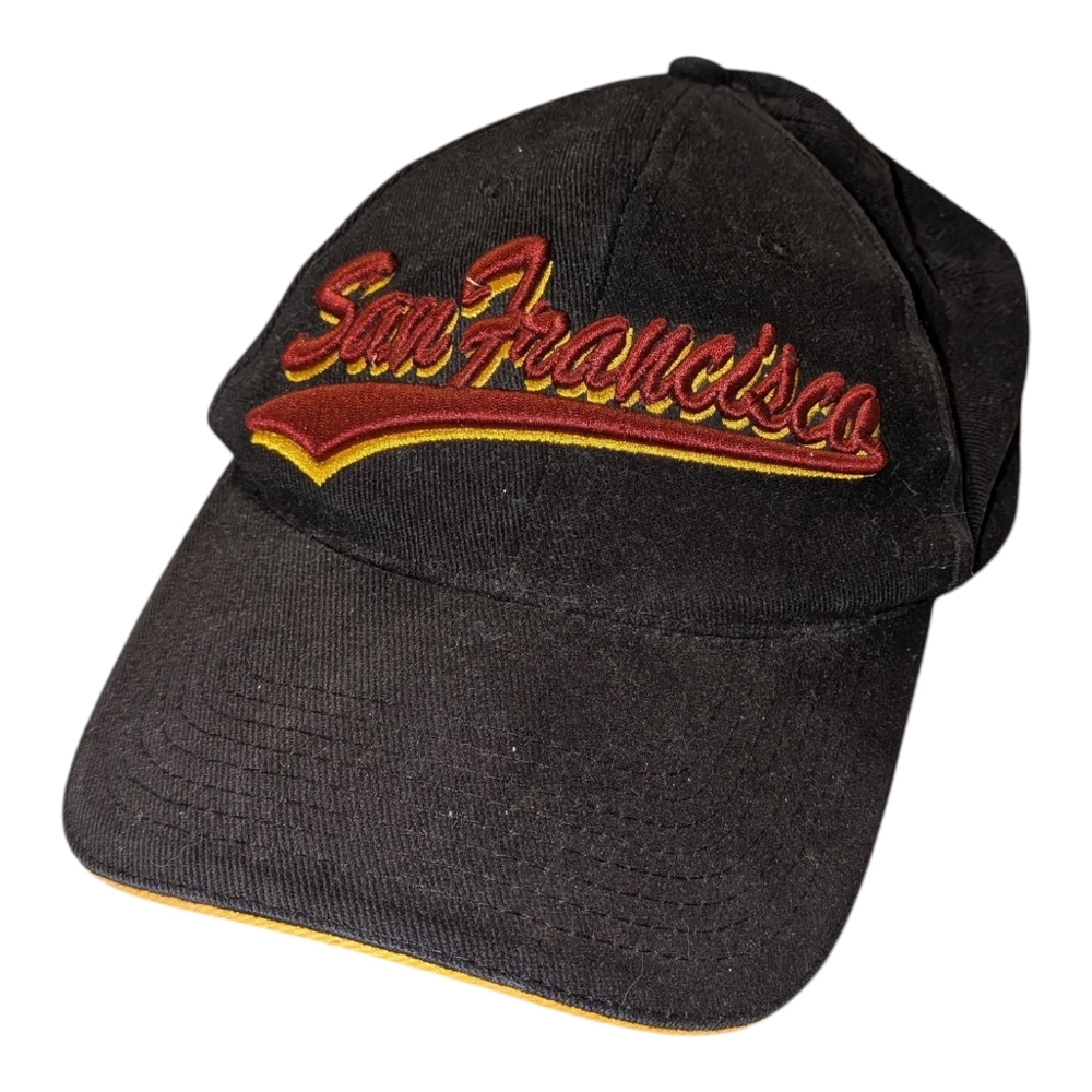 San Francisco Tourist Baseball Cap Black Red Script Adjustable Vintage Souvenir
